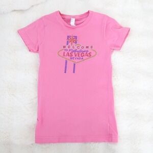 y2k pink las vegas rhinestone baby tee size XS/S
